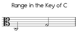 Easy Jingle Bells range in C, low version alto clef