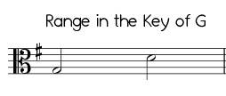 Easy Jingle Bells range in G, low version alto clef