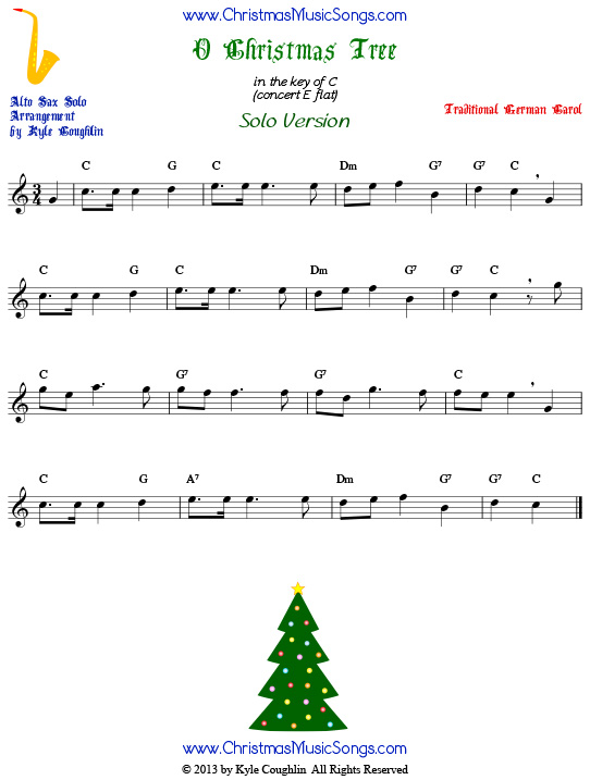 O Christmas Tree solo sheet music for alto saxophone.