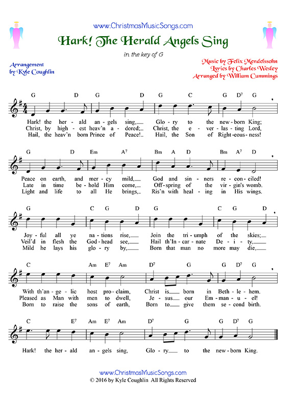 Hark! The Herald Angels Sing sheet music with lyrics