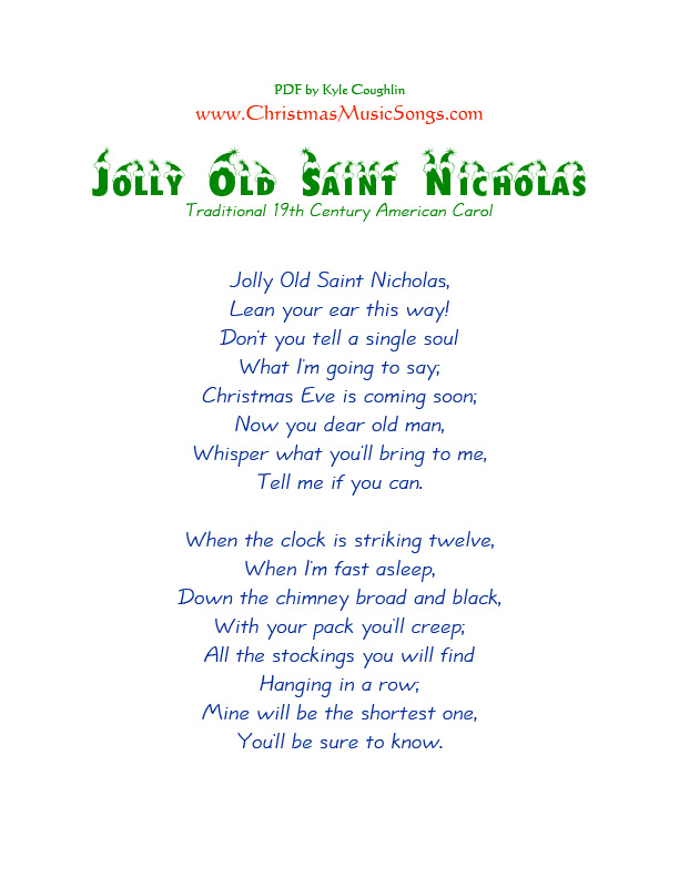 Jolly Old St Nicholas lyrics
