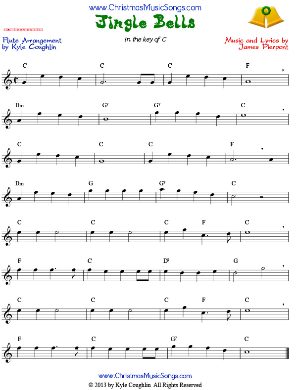 Jingle Bells sheet music for flute