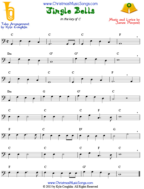 Jingle Bells sheet music for tuba