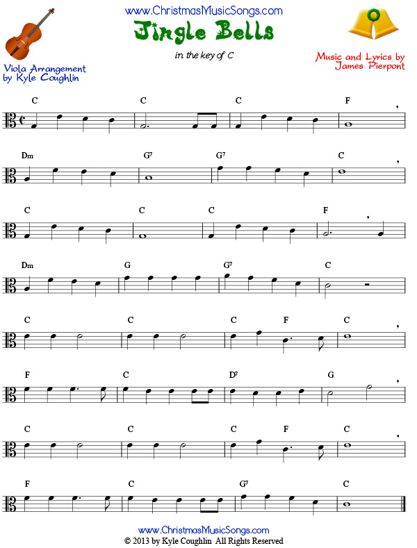 Jingle Bells sheet music for viola