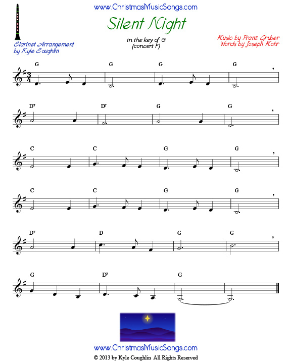 Silent Night sheet music for clarinet