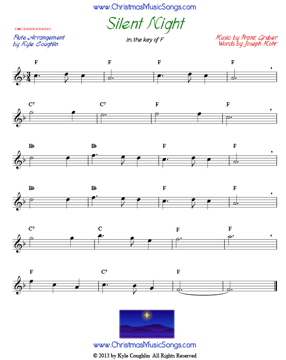 Silent Night sheet music for flute