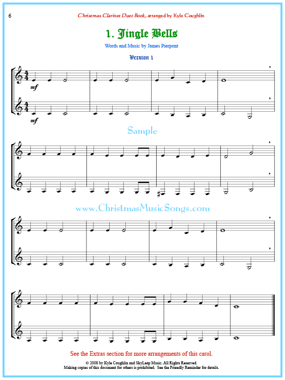 Jingle Bells Clarinet Sheet Music