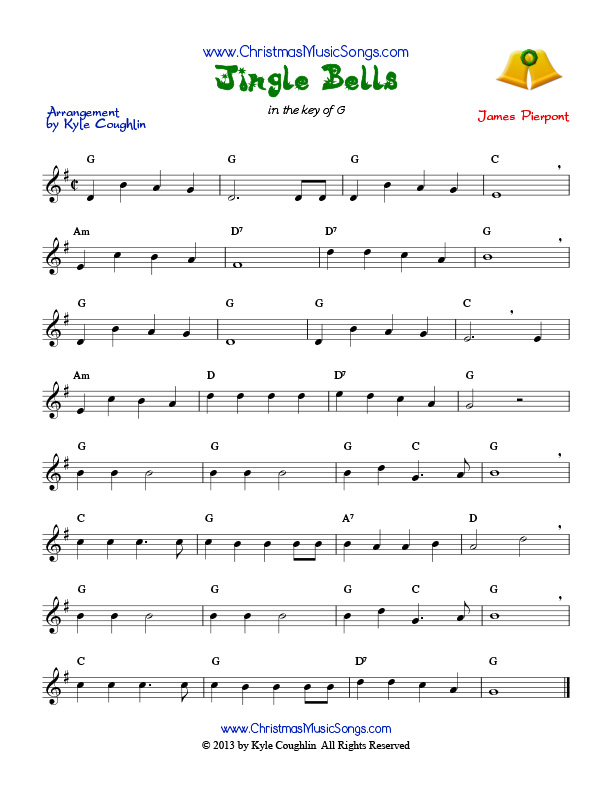 Jingle Bells  Very easy piano sheet music - Galaxy Music Notes