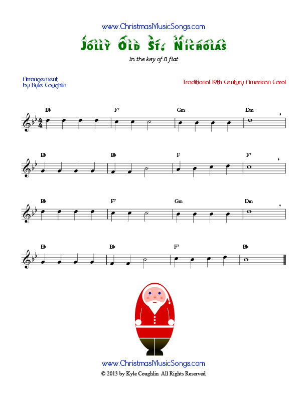 Jolly Old Saint Nicholas free sheet music